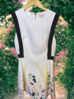 Ted Baker London Marzy Elegant Bow A-Line Floral Dress Women’s Size 1